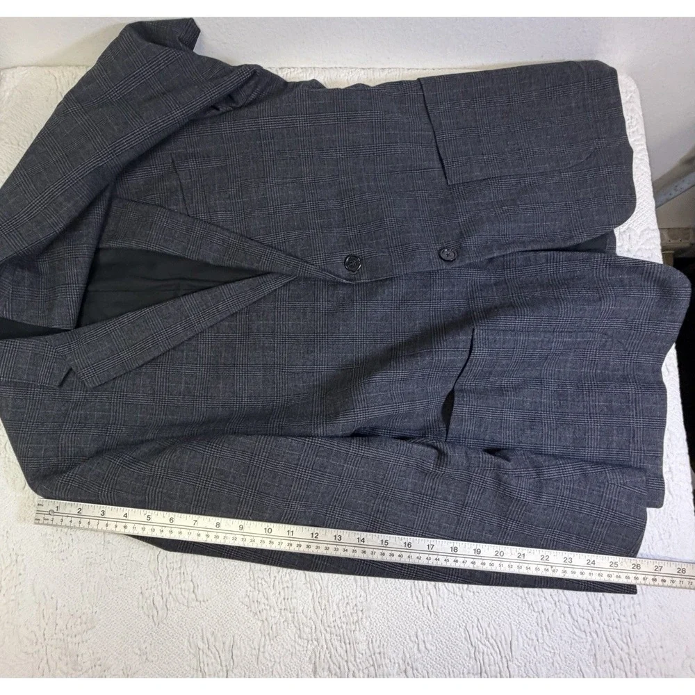 Banana Republic Men's 44R Sport Coat Blazer Gray Glen Plaid Cotton Sondrio Italy